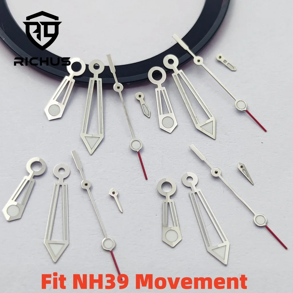 RICHUS NH39 Watch Hands Set Green Luminous Compatible with NH39 Movement Silver Gold Rose Gold Watch Accessories