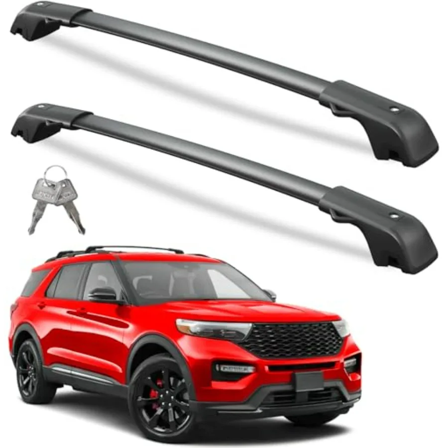 

300lbs Lockable Roof Rack Cross Bars Compatible with Explorer 2020-2026 Heavy Duty Aluminum Black Roof Rails Crossbars Rooftop