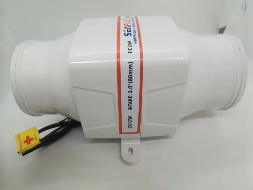 SFIB1-270-02 In Line Blower Bilge Vent Fan Ventilation for RV Yacht Marine Boat 12V/10Amp 4