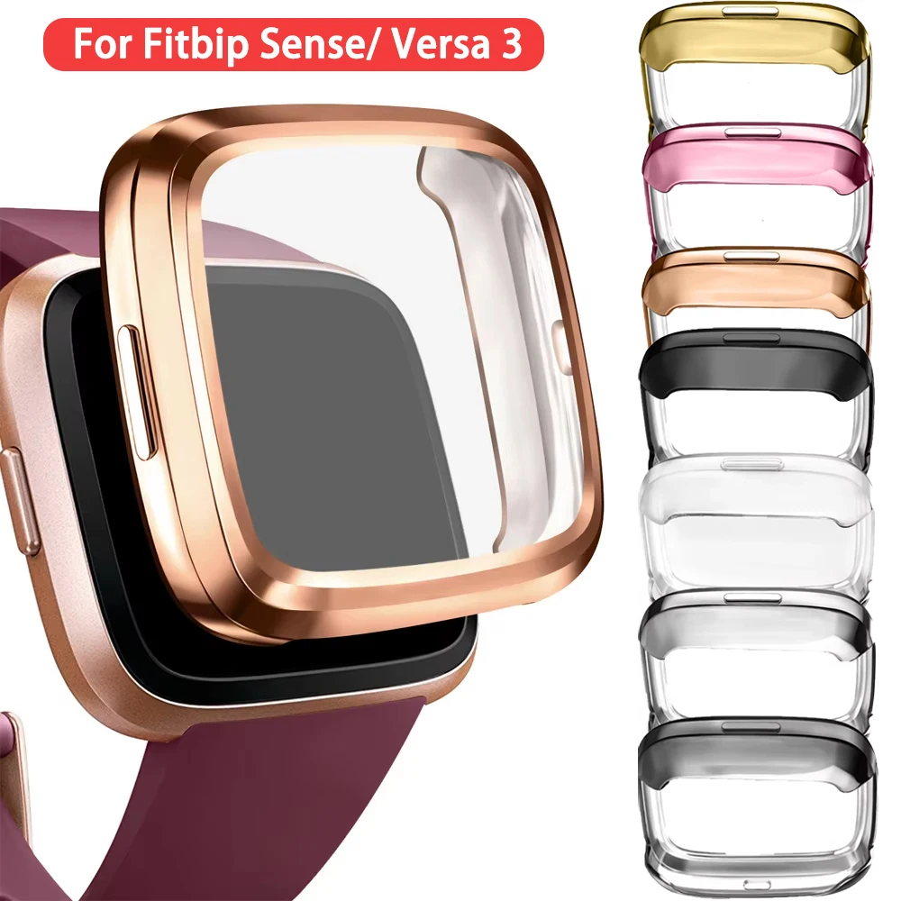 Case For Fitbit Versa 3 Smart Watch Case Fall Prevention Bumper Cover Screen Protector For Fitbit Sense Soft Shell Accessories