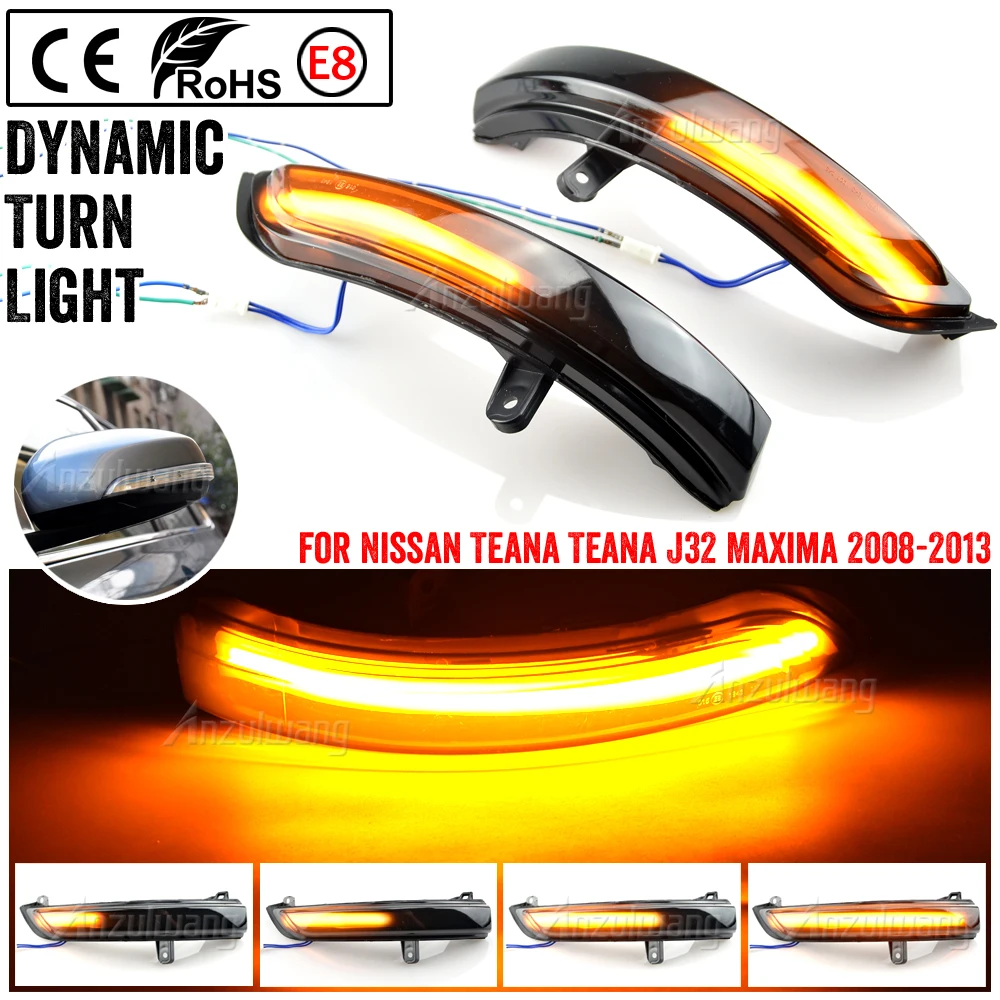 2pcs Dynamic Blinker LED For Nissan Teana J32 2008 2013 Maxima Turn Signal Light Mirror Blinker arrow sequential 2010 2012