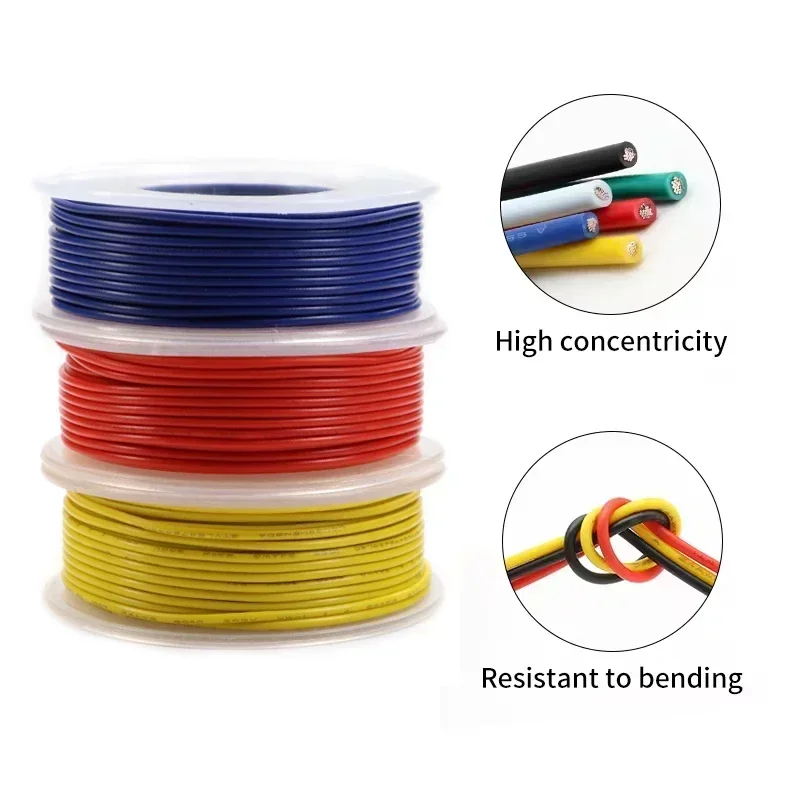 UL1007 Electric Wire In Roll 30/28/26/24/22/20/18/16AWG PVC Insulated Tinned Copper Cable Lighting 300V DIY LED Lamp Line Kit