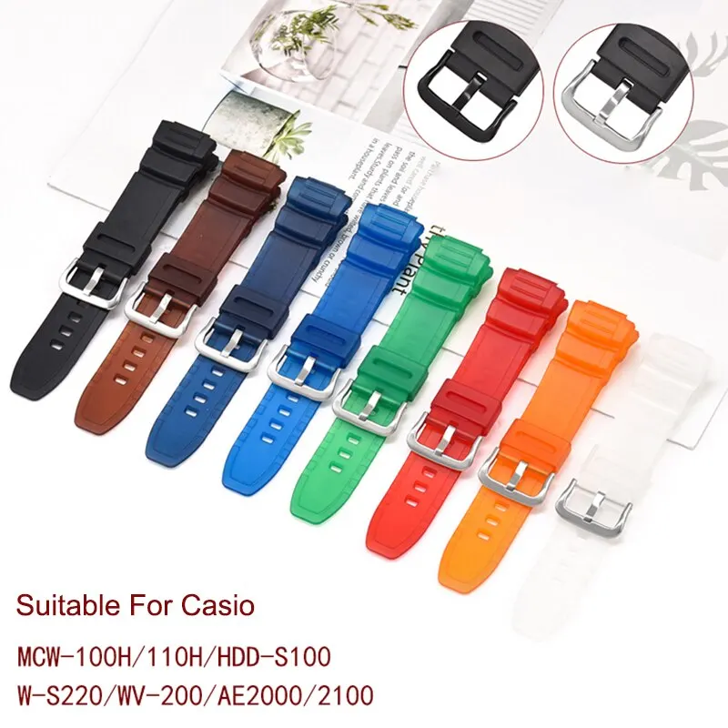 watch strap for Casio MCW-100H W-S220 AE-2000 AE-2100 W-S220 Sports  watch accessorys 16mm watchband Bracelet Belt straps