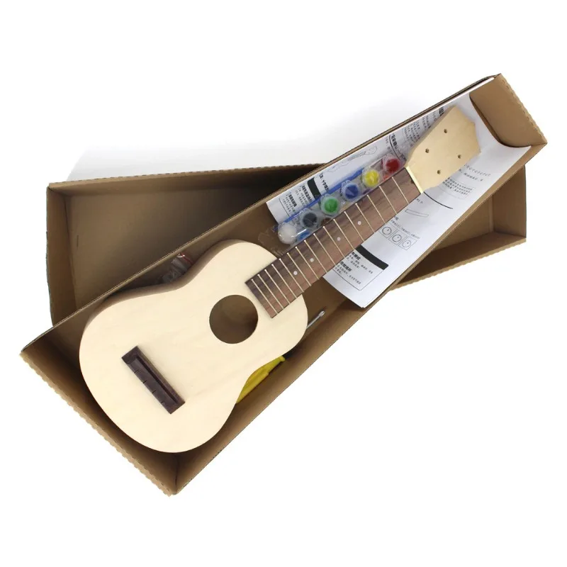 

21-Inch ukulele small guitar, log color, white embryo ukulele DIY toy