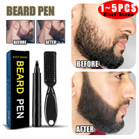 Beard Filler Pen Kit Waterproof Four Prong Beard Filler Pencil With Beard Brush Male Moustache Repair Shaping Coloring Pen
