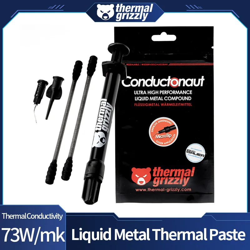 Thermique Grizzly Conductonsom73 W/BrosCPU/GPU, Liquide Métal, Chaleur Conductrice, Graisse De Silicium 1g/5g, Composé Pâte De Refroidissement