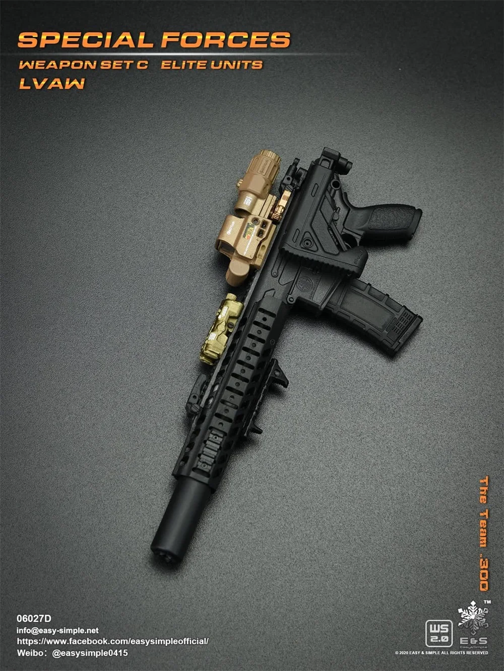 EASY & SIMPLE ES 1/6 SCAR 20S Series Weapon, Elevator Toys, P226 Holster, PVC Material for Action Figure, 06027