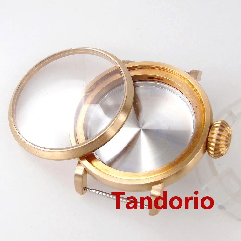 Imagem -02 - Tandorio Grande Clássico Sólido Cusn8 Bronze Assista Case Vidro de Safira para Nh34 Nh35 Nh36 Eta2824 Pt5000 Movimento Aço Inoxidável