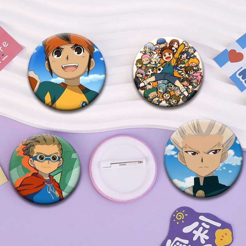 Anime Inazuma Eleven Brooches on Backpack Accessories Round Cartoon Badge Mark Evans,Axel Blaze,Jude Sharp,Nathan Swift Pins