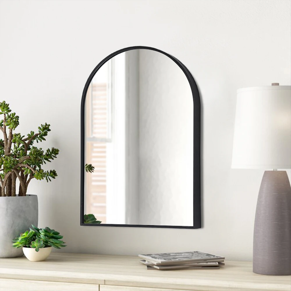 Black Aluminum Arched Wall Mirror,50&60&70cm