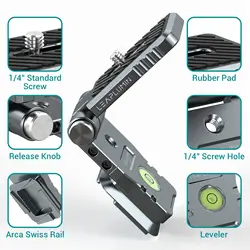 Camera L Bracket Quick Release Plate with Arca Dovetail for DJI Stabilizers Vertical Horizontal Switching Foldable Compact Plate