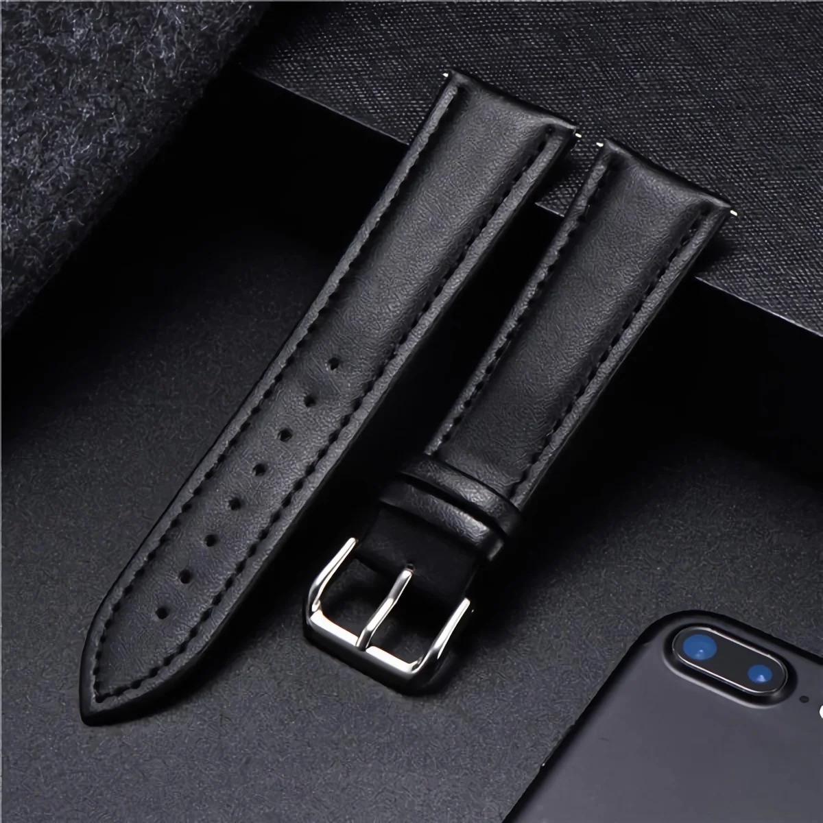 Business Soft Watchband Genuine Leather Strap Calfskin Men Women Universal Watch Band Watch Accessories Bracelet 18mm 20mm 22mm