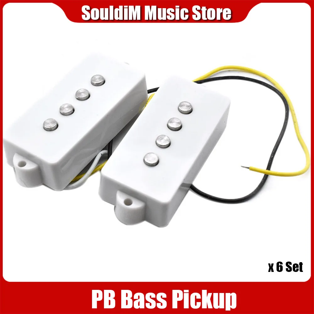 

6set Open PB Bass Pickup Bridge Neck Pickup Set Black, Suitable for Precision PB Bass 4-String Bass Guitar Accessories