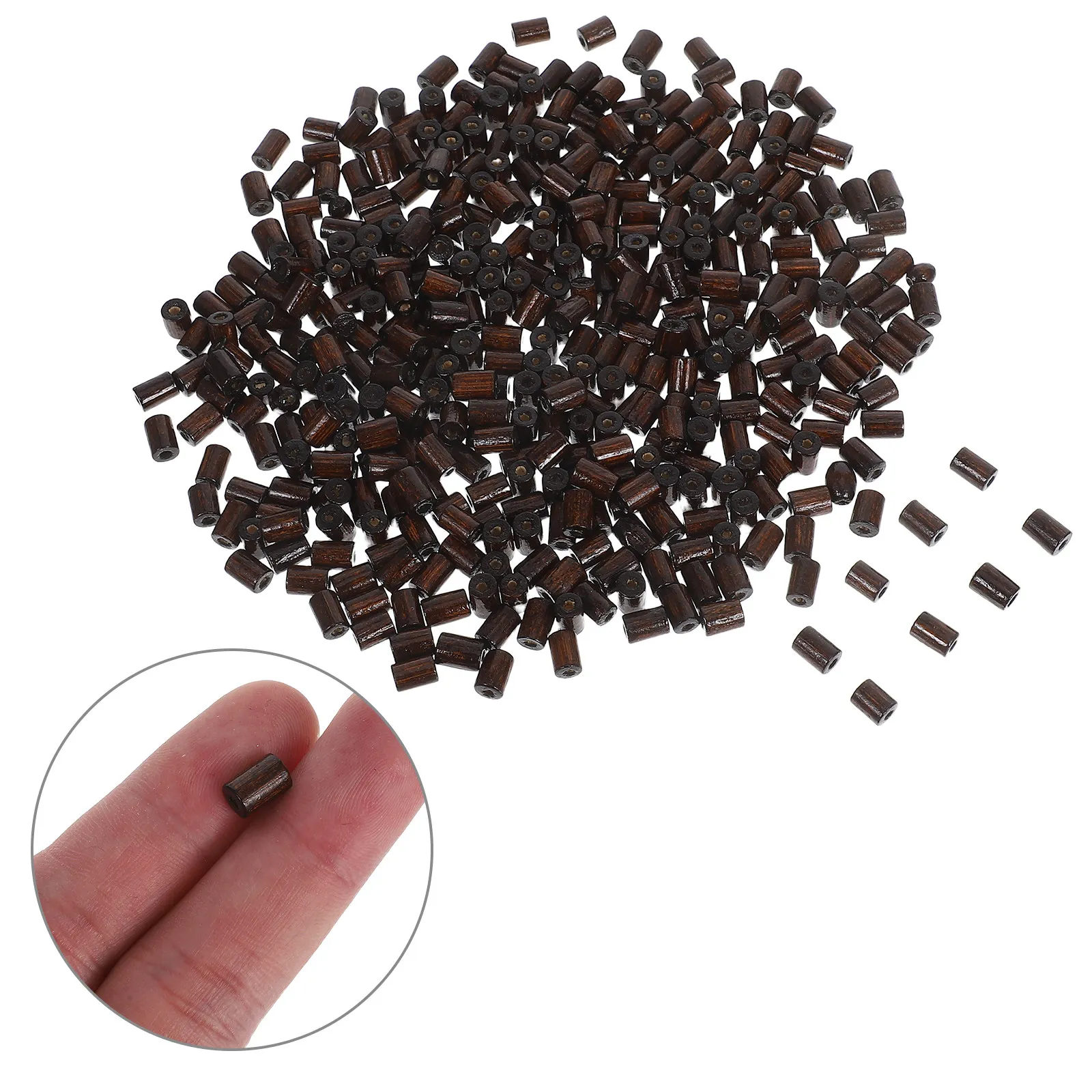 400Pcs Wood Spacer Beads Cylindrical Tube Design Smooth Threading Large Hole Brown Wooden Beads for DIY Jewelry Crafting