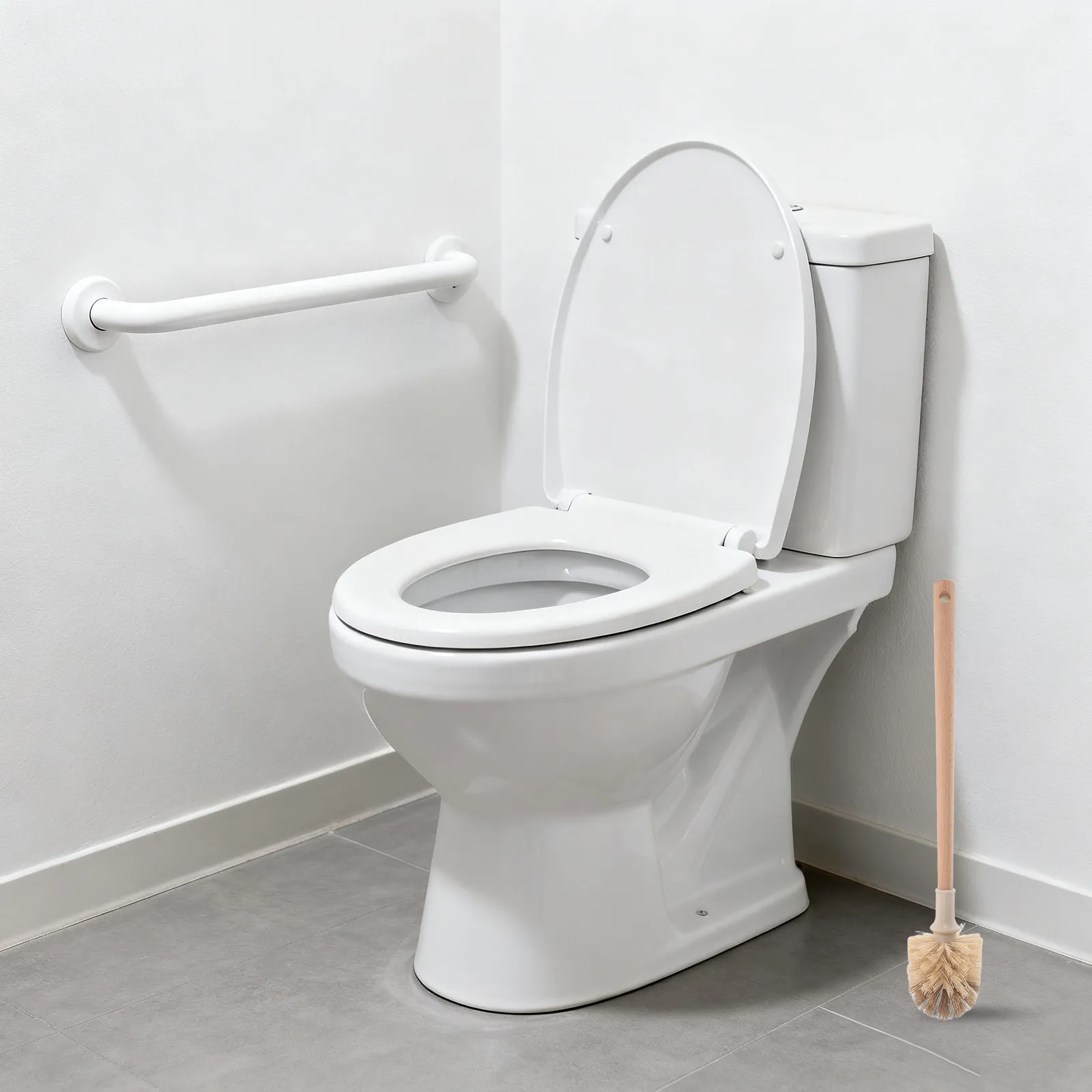 Toilet Bowl Brush Set 2 Piece Long Wooden Handle Deep Cleaning Bathroom Scrubber for Daily Home Use