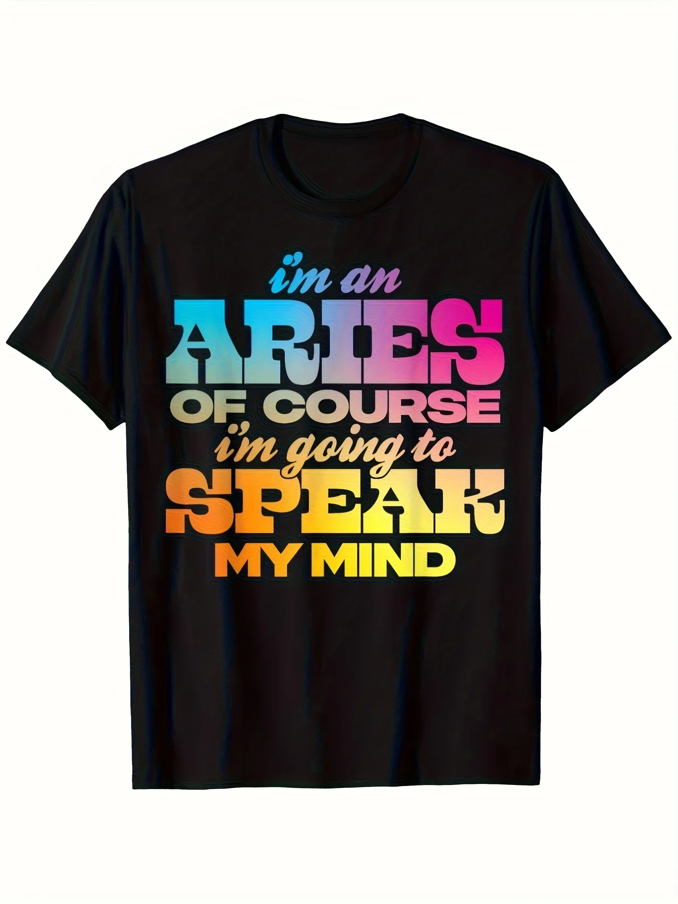 Funny Aries Zodiac T-Shirt for Men  Women - Heavyweight 180 (or )  Crew Neck Tee with Of Course I Speak My Mind - I'm An Aries  - Bold Astrology Shirt for Aries Birthday Gift, Casual Wear ()
