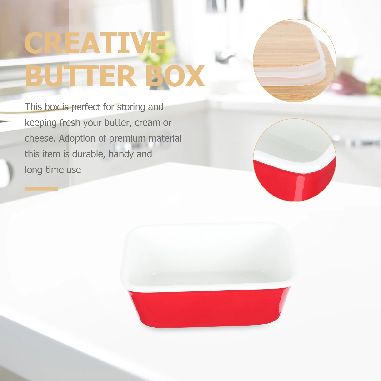 

1Set Ceramic Butter Box with Lid and Cutter Food Storage Container Kitchen Storage Box Fresh Keeping for Butter Cheese Snacks