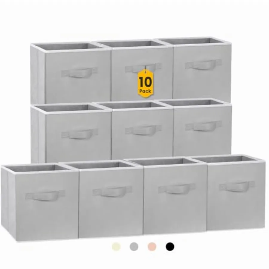 

Storage Cubes, 11 Inch Cube Storage Bins for Shelves,Fabric Collapsible Storage Bs with Dual Handles, Foldable Cube Baskets for