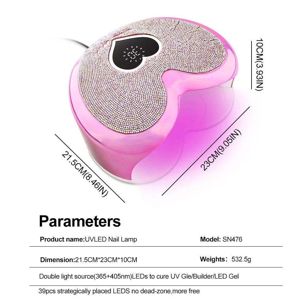 96w wiederauf ladbare Nagel-LED-UV-Lampe und 35000 U/min Nagel bohrmaschine mit Diamanten herzförmiges Design für Maniküre-Poliert rockner