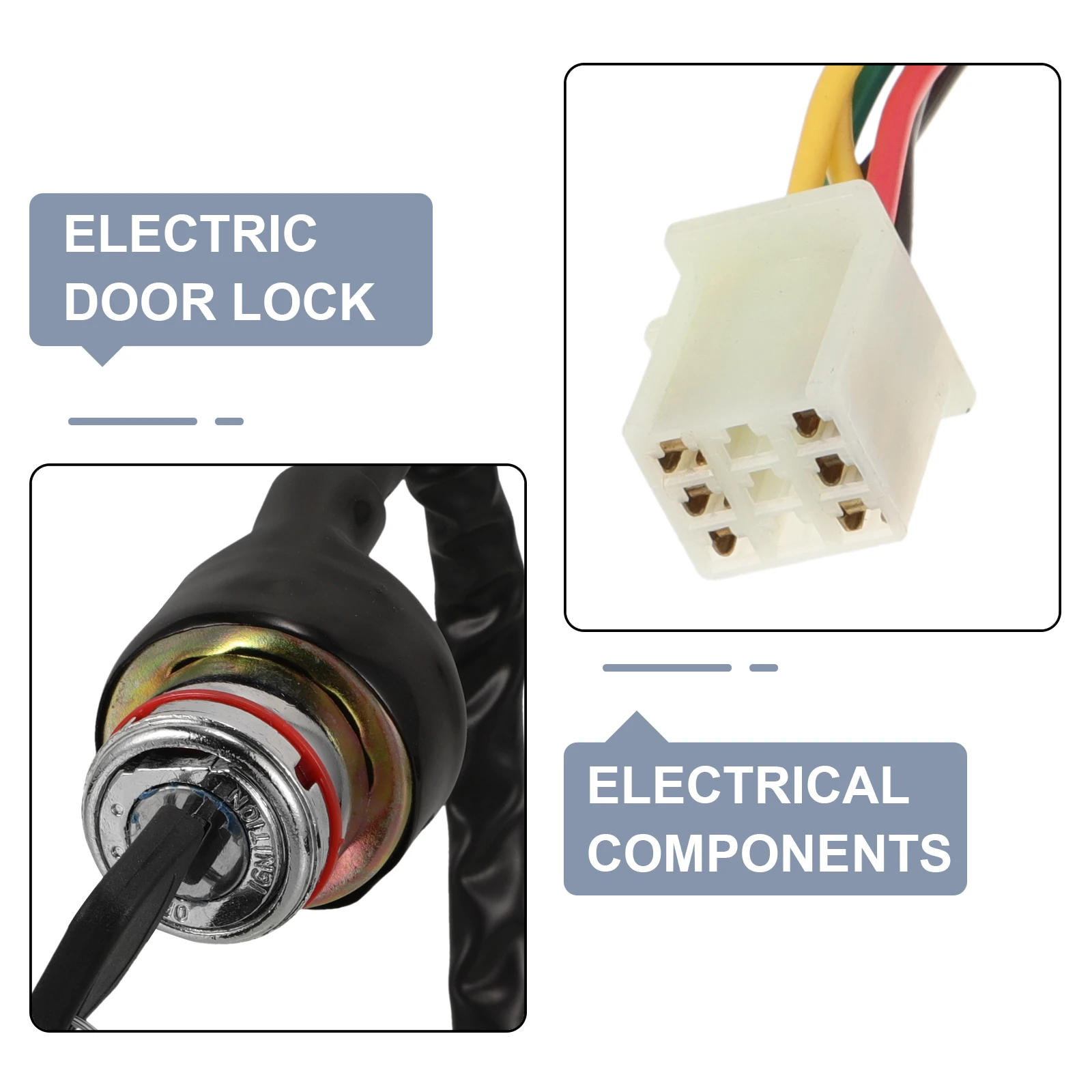 

Universal Ignition Switch Starter Keyed Lock 6 Wire 3 Gear for Motorcycle ATV Scooter Tractor Black Replacement