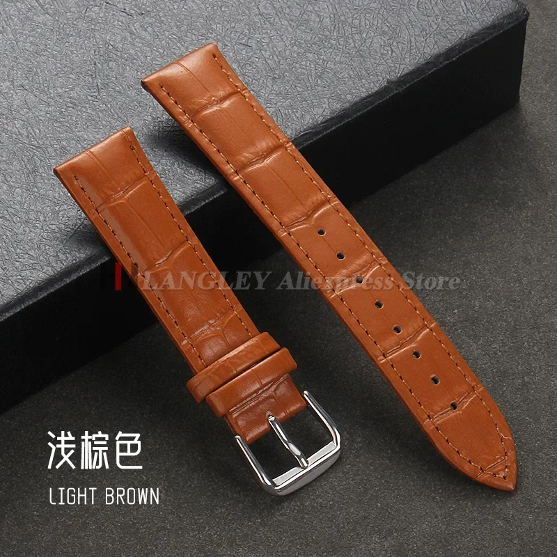 Uhrenarmband aus Kalbsleder mit goldener Schnalle, universell einsetzbar, 12/13/14/15/16/17/18/19/20/21/22/24 mm, Herren- und Damen-Uhrenarmband, Zubehör. – Detail 7