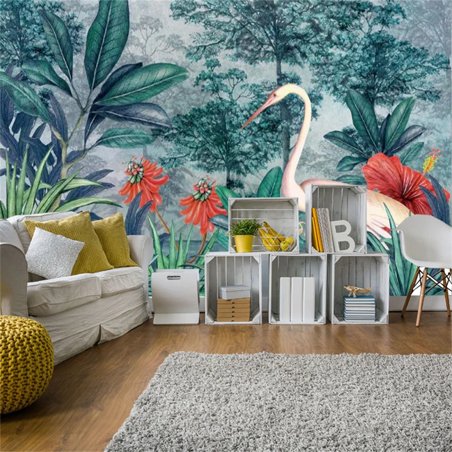 Custom wallpaper 3D Nordic hand-painted tropical plant banana leaf background wall living room bedroom office study wall papers