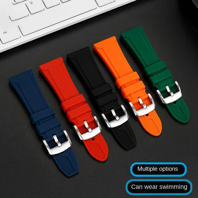 26mm Men's Resin Silicone Watch Band for Geya Aerospace Co branded Watch Wine Barrel Type G08253 8251G 8253G Series Watch Strap