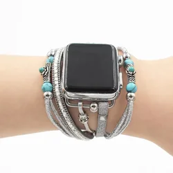 Leather Weave Double Wrap Women Band for Apple Watch Accessories 38mm 40mm 42mm 44mm Watch Strap for iWatch Series 5 4 3 2 1