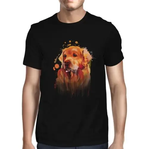 Polarshe 1Tee kaus anjing pria, kaus anjing pengambil emas cipratan warna air