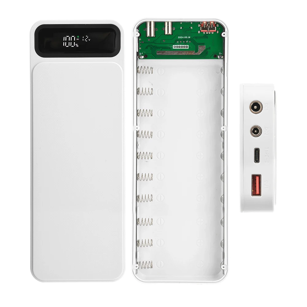 DIY 8*18650 10 *18650 Battery Power Bank Case Charge Storage Box PD QC 3.0 22.5W Fast Charge USB Type C Battery Holder Box