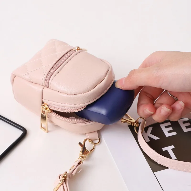 Portable Coin Purse New PU Leather Solid Color Crossbody Bag Lightweight Mini Makeup Bag Women