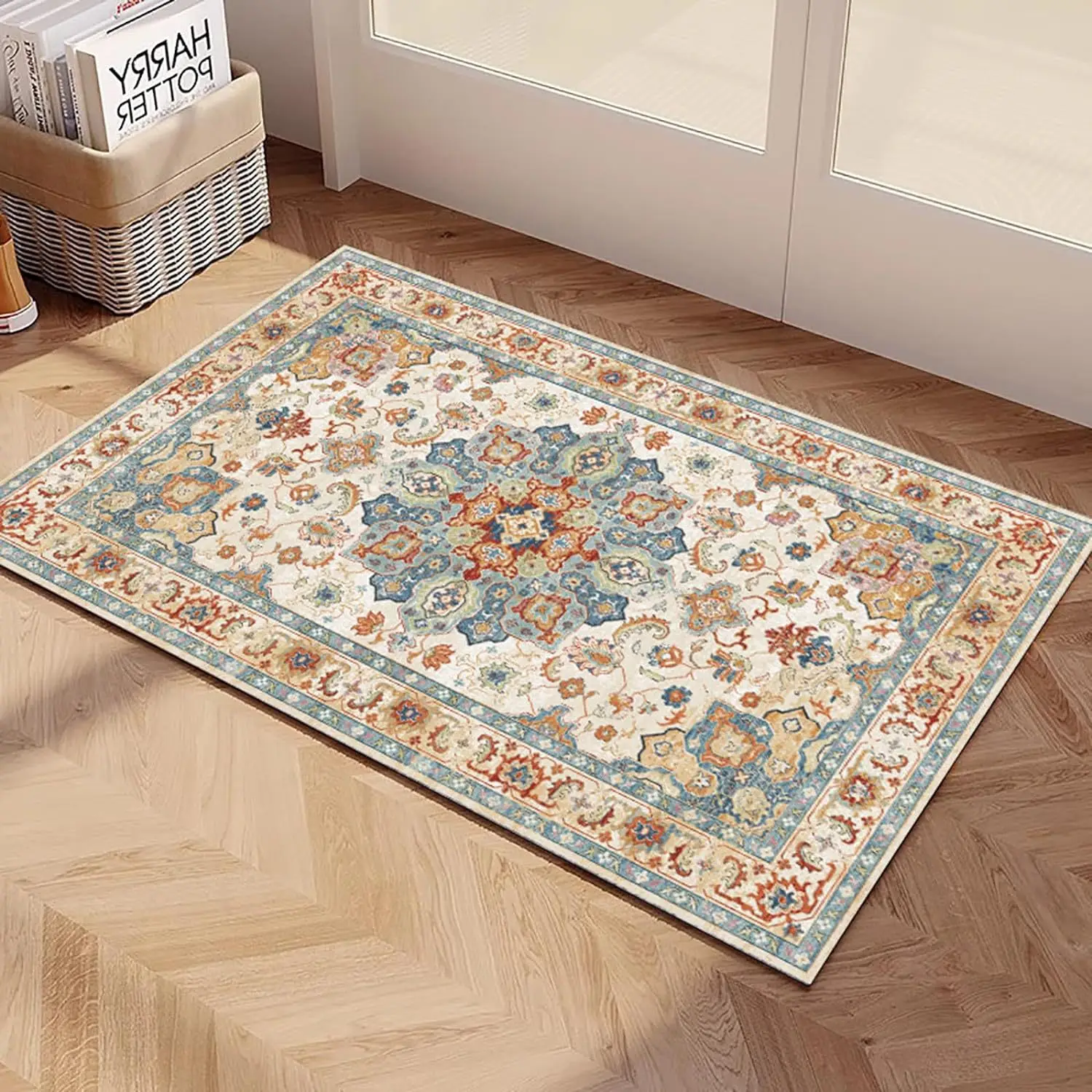 VIKAMA – tapis persan américain lavable en Machine, à poils bas, doux et antidérapant, paillasson de bienvenue, décoration de maison, salle de bains, cuisine