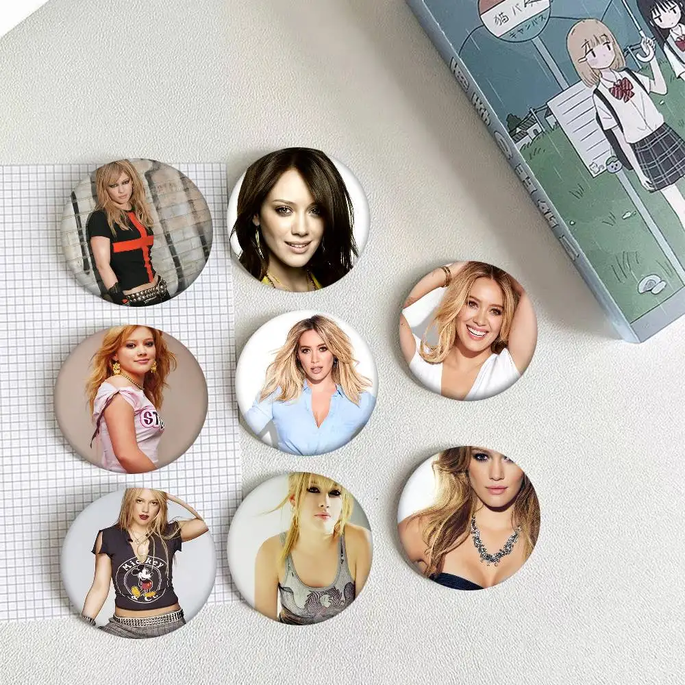 1pc Singer H-Hilary D-Duff Cartoon Style Badge Brooches On Backpack Decoration Round Enamel Pins For Accessorys