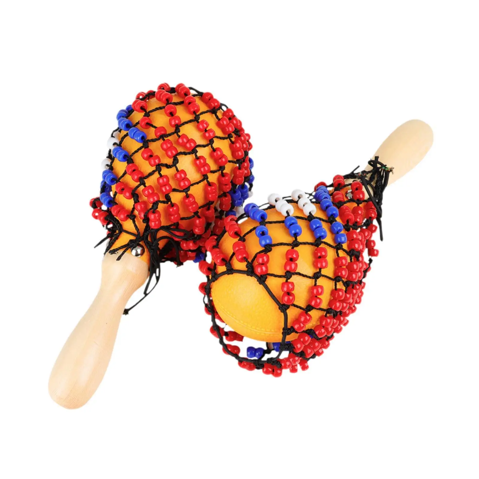 2 martillos de arena Maracas de madera, red de cuentas DIY, instrumento Musical de percusión manual para actuación de cumpleaños, concierto de reunión KTV