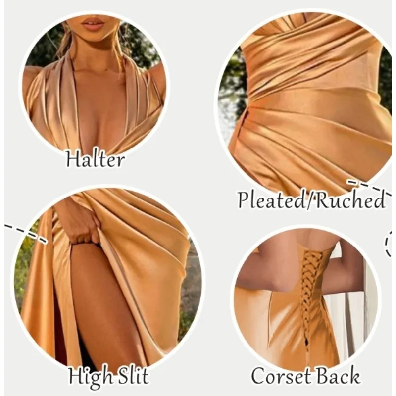 Wakuta-Robe Plissée en Satin pour Femme, Col en V Croisé, Corset Long, Sexy, Sirène, Bal de Promo, Éducatif