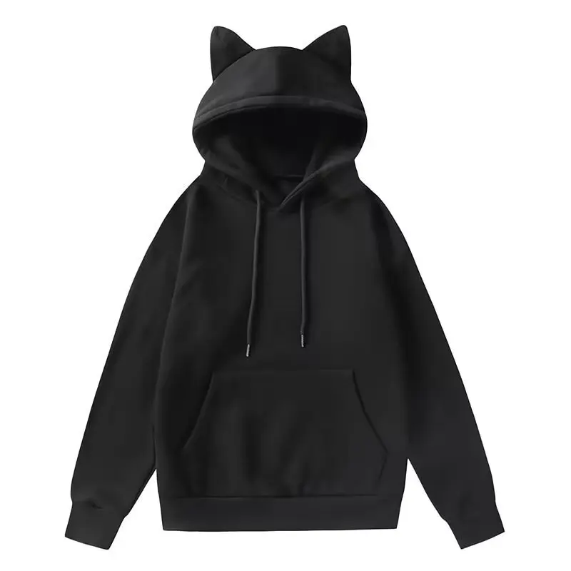 2024 Spring Autumn Men\'s Hoodiees Hip Hop Fashion Harajuku Solid Sweatshirt Men Casual Men Clothing Funny Ear Hoodies Men