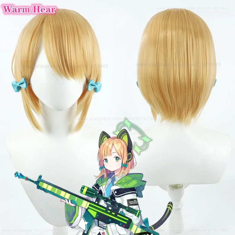 

High Quality Saiba Midori Cosplay Wig Short Golden Cosplay Anime Wigs Heat Resistant Synthetic Party Wigs + Wig Cap