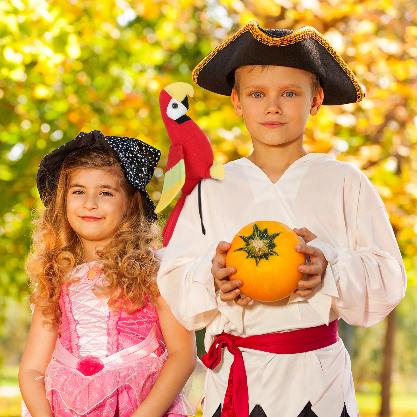 1세트 해적 의상 액세서리 어깨에 앉아있는 만화 앵무새 어린이 코스프레 파티 소품 해적 용품 어깨에 앉아있는 앵무새