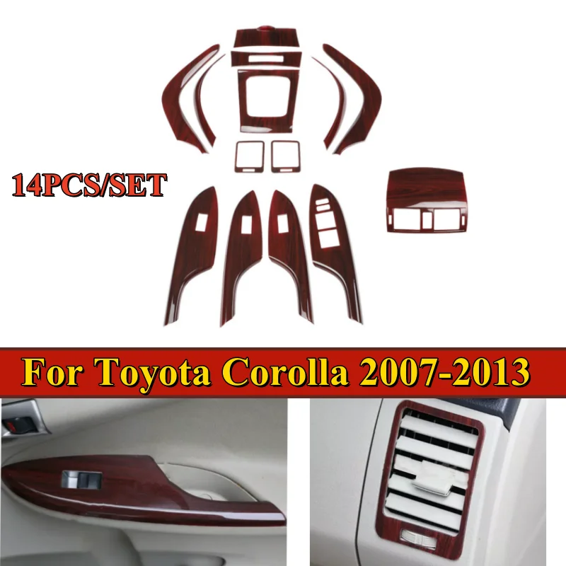 

14 шт., набор накладок для внутреннего комплекта под дерево для Toyota Corolla 2007-2013 гг.