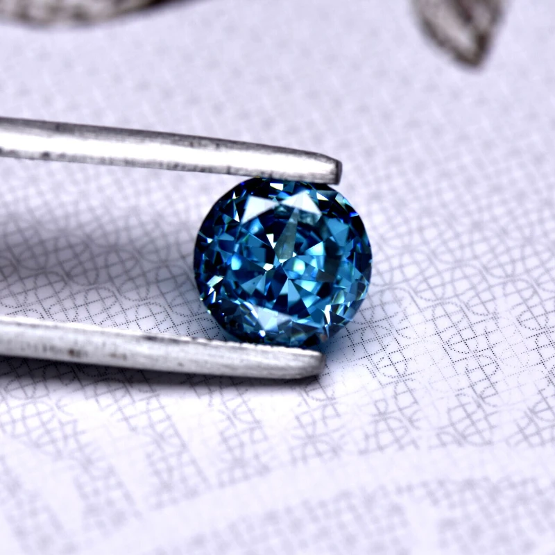 Synthetischer Edelstein, Top Crushed Ice Cut, Kubischer Zirkonia, Runde Form, Aquamarin-Farbe, 4K-Schliff, 5A+ Qualität, für DIY-Schmuckherstellung – Detail 5