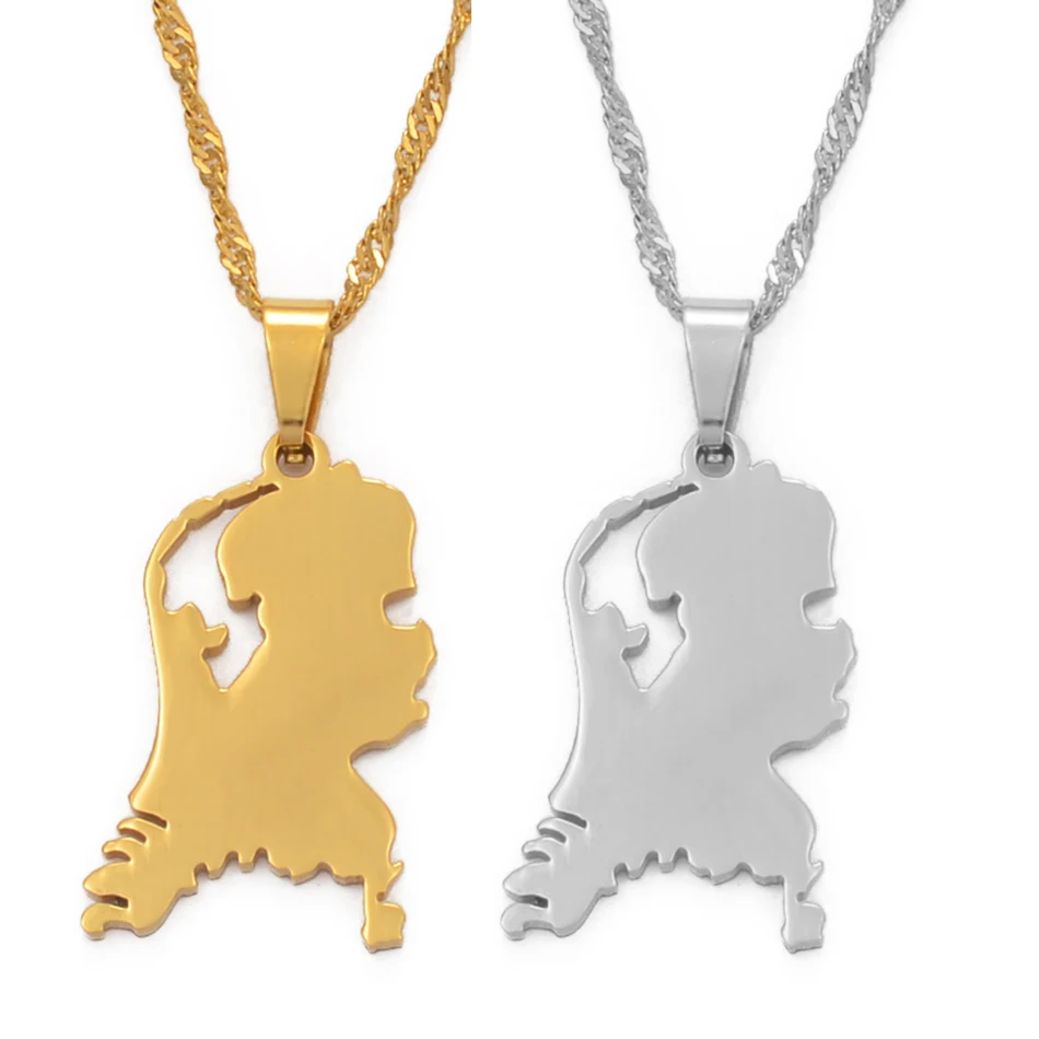 Anniyo Nederlanden Map Stainless Steel Pendant Necklaces for Women Girls Gold Color Dutch Jewelry Netherlands Maps #110021