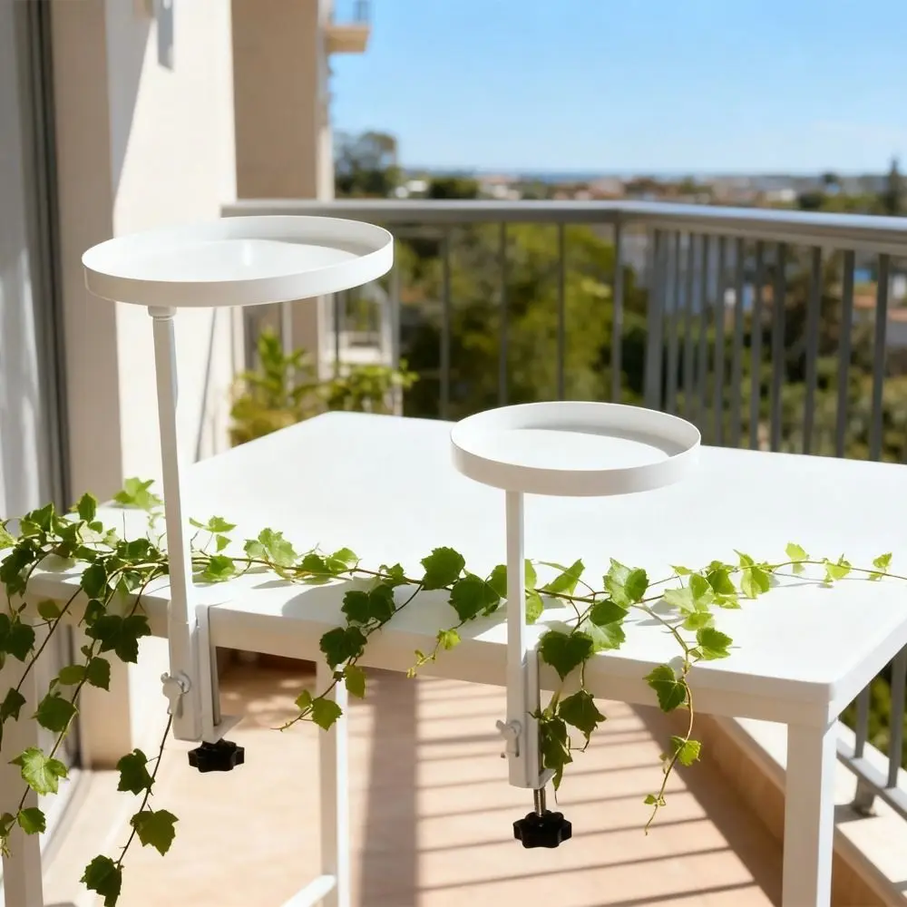 Durable Iron Adjustable Window Sill Shelf Round Hanging Floating Planter Stand Black Space Saver Clamp Plant Shelf Indoor