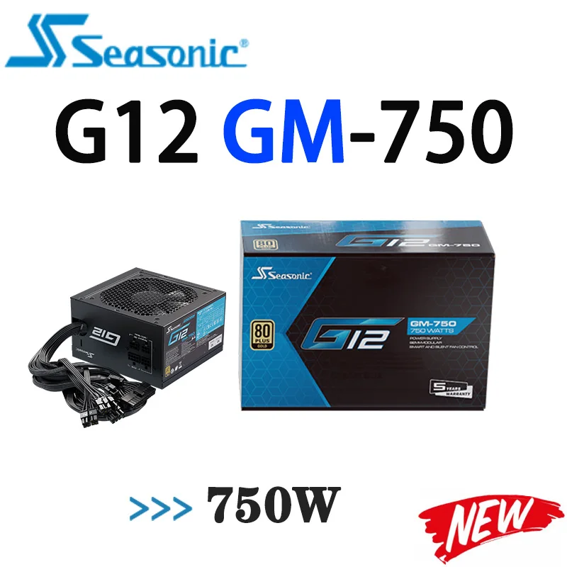 Seasonic G12-GM-750 Power Supply 80 PLUS Gold certified Intel ATX 12 V Silent SATA Computer GAMING 12V Power Supply Desktop NEW