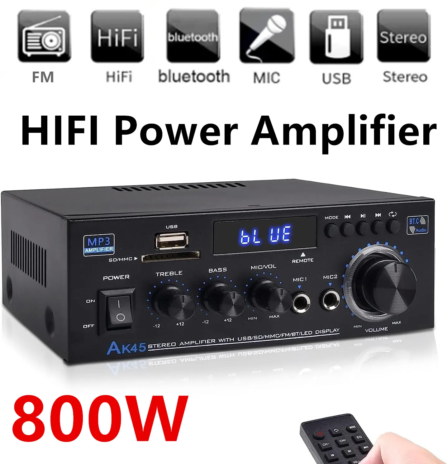 AK35 AK45 Home  Power Amplifier HiFi Digital Stereo Amplifiers Channel 2.0 Bluetooth Surround Sound AMP Speaker Home Theater