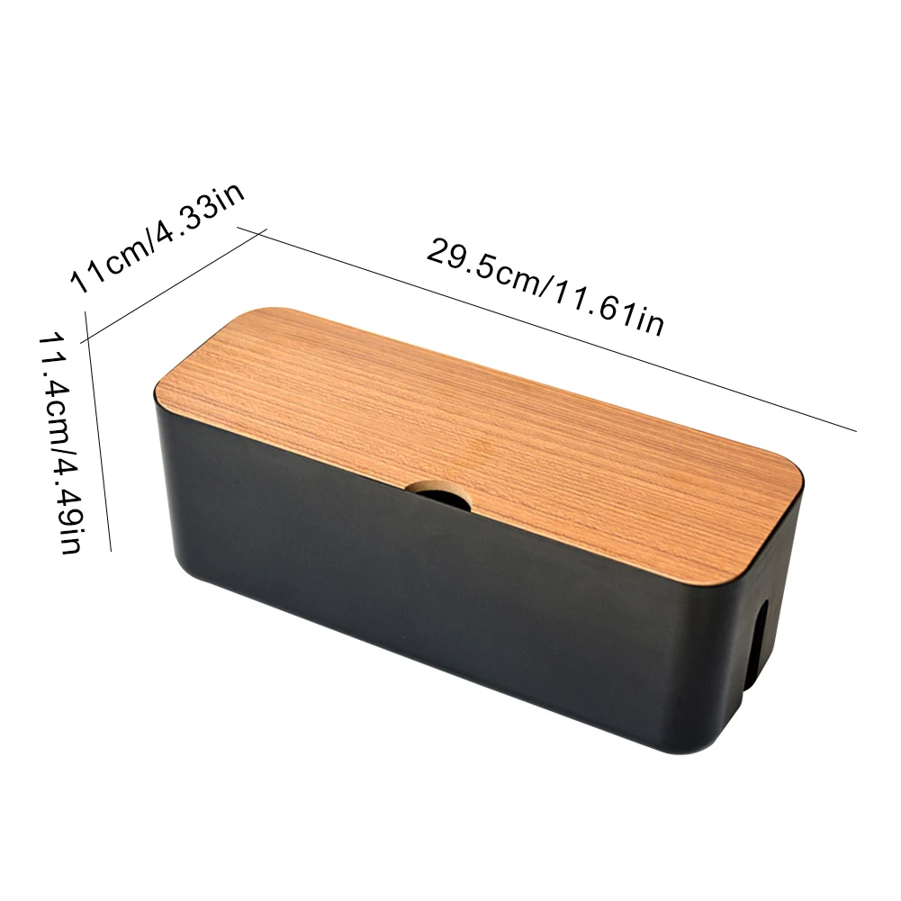 Wooden Cable Storage Box Dustproof Charger Socket Organizer Desktop Charging Data Cable Storage Device