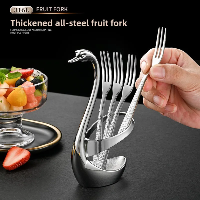 Fruit Fork 316 Stainless Steel 304 Small Fork Fruit Stick Cake Fork Thicker Mooncake Fork Set