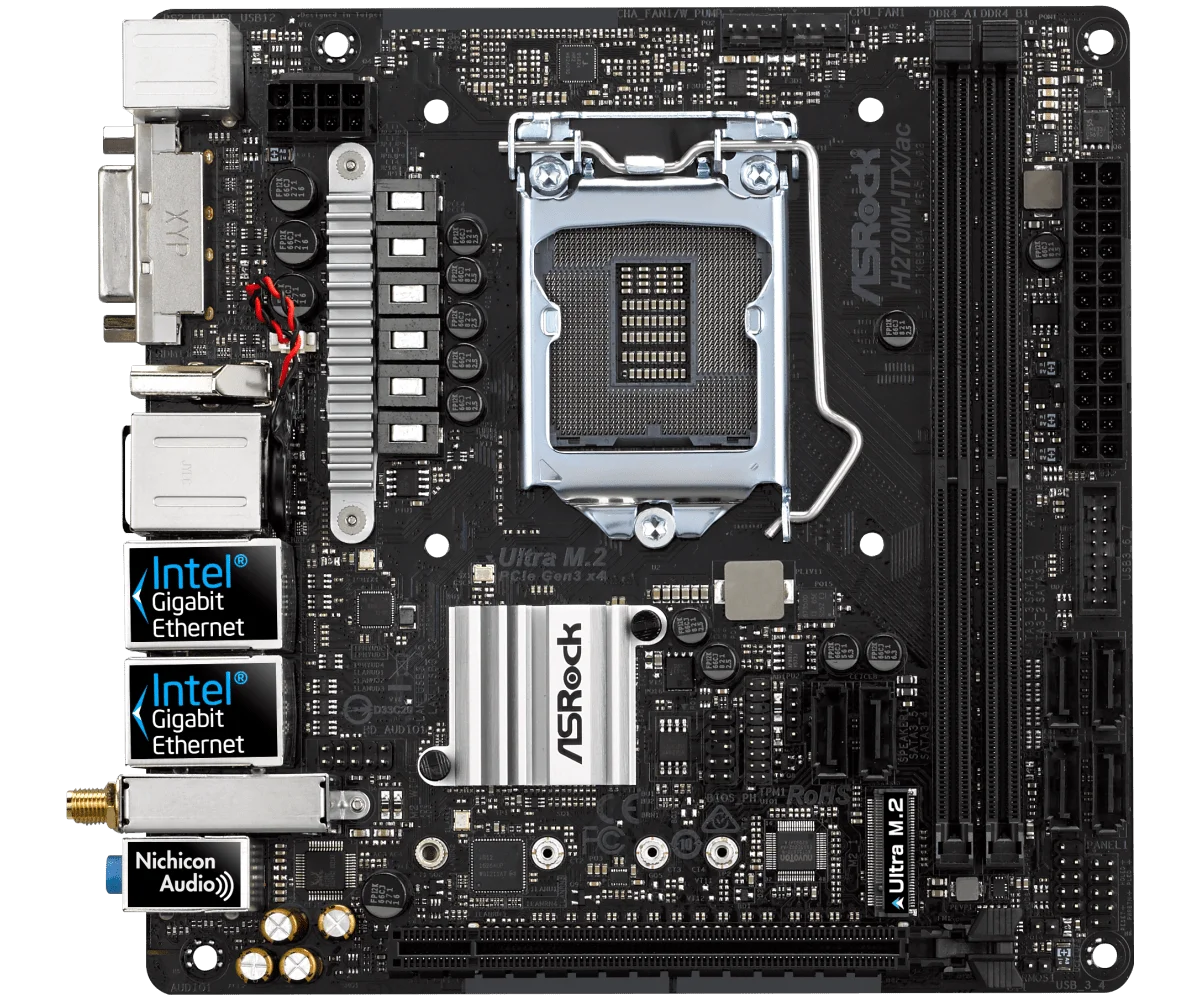 Imagem -02 - Mini Itx Motherboard Intel H270 Ddr4 2400 213 32gb Suporte I57600 I56500 I3-7300 G4500 H270m Asrock-h270m-itx