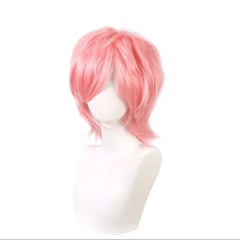 コスプレウィッグ コスプレイヤー用 高坂レンジロー ショートピンクヘア 高温耐性シルクコスプレウィッグ