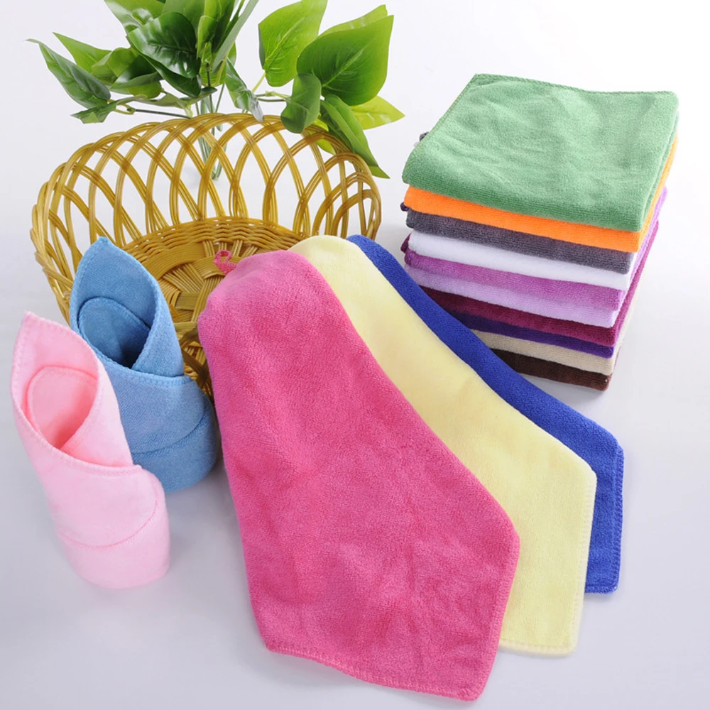 

12PCS Colorful Soft Microfiber Hand/Face Towel 30 x 30cm Soft and Thick Pendable Square Towel Fiber Kitchen Cleaning Cloth