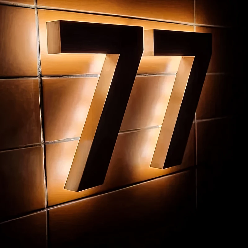 LED Backlit House Numbers Sign Custom Number Sign Room Number Plaque Outdoor Waterproof Illuminated